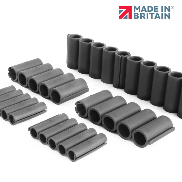 Close-up of DuctSeal FR's intumescent circular tubes, designed for trefoil cable configurations