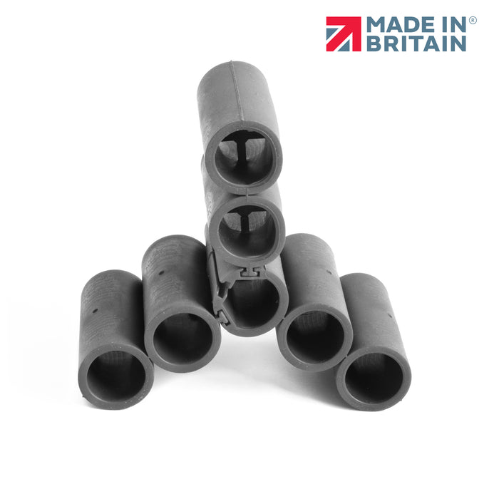 DuctSeal FR sleeves joined as a cross for trefoil cables