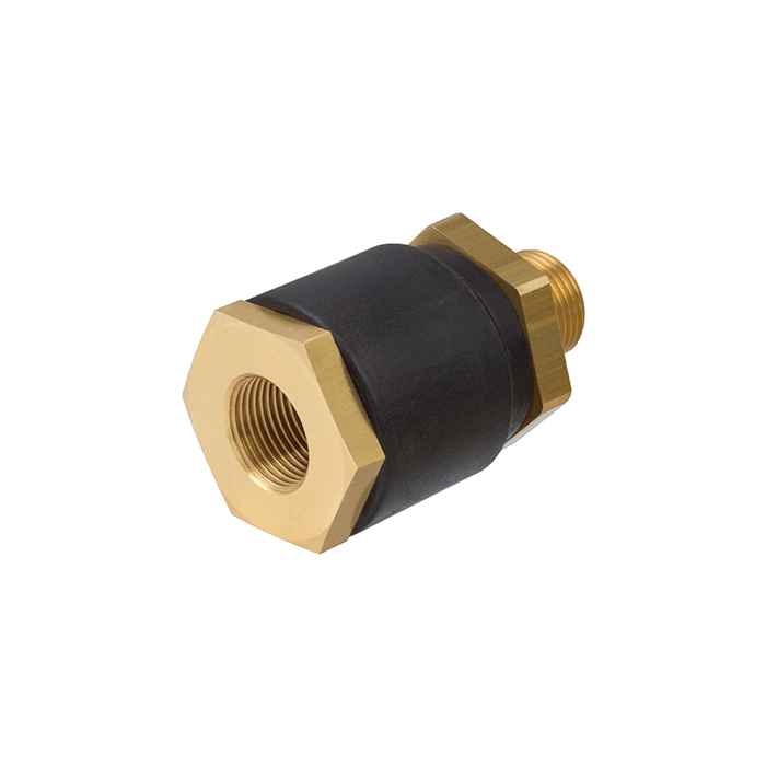 Brass and black Exd/Exe threaded reducer adaptor for hazardous area electrical enclosures, used to safely connect cable glands of different sizes.