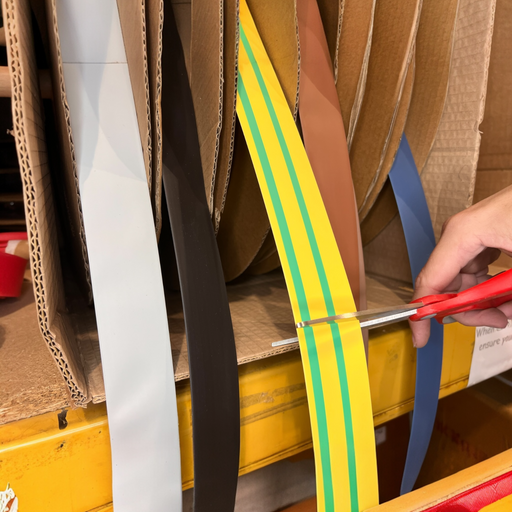 Person cutting reel of heat shrink 