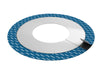 DAFA airtight retrofit grommet — round sealing patch for cables/pipes with blue DAFA-branded outer ring, central cut-out, split liner and peel tab.