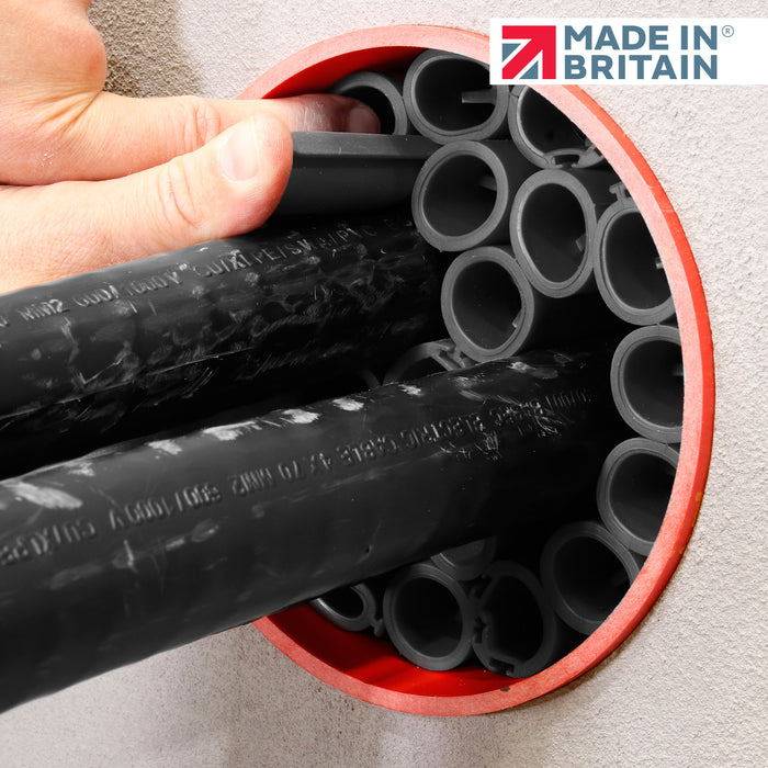 DuctSeal FR - The sleeves being installed to seperate & support the cables 