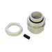 Disassembled nylon cable gland kit featuring threaded body, O-ring, locknut, and blanking plug.