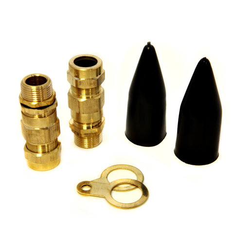 Heavy-duty E1W brass cable gland assembly with enhanced sealing for SWA cables. Designed for secure armour clamping and anti-corrosive protection in industrial and weather-resistant applications.