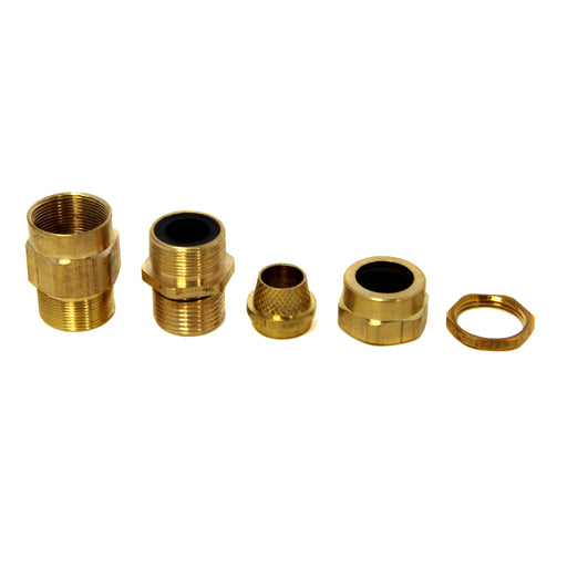 E1W industrial brass cable gland kit with a double-seal design for secure armoured cable termination. Weatherproof and compliant with BS6121 Part 1, ideal for indoor and outdoor electrical installations using Steel Wire Armour (SWA) cables.
