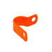 Orange RCHL right-angle cable clip with two mounting holes, close-up.